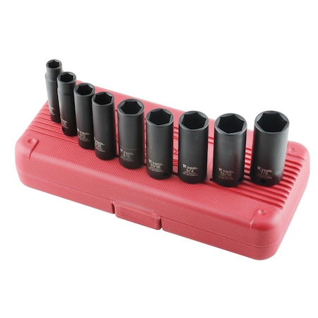 K-Tool International Deep Impact Socket Set, 3/8"Dr, 9 pcs. KTI-32200